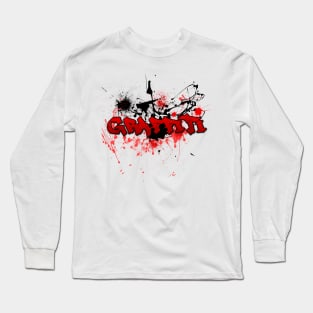 Graffiti theme red and black with an abstract background Long Sleeve T-Shirt